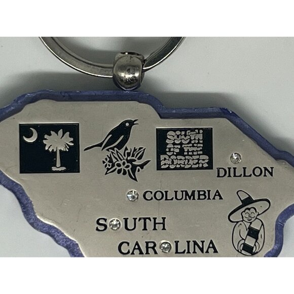 South of the Border Attraction South Carolina State Shape Keychain Purple Silver - Picture 2 of 4